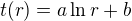 $t(r)=a \ln r+b$