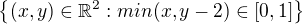 $\{ (x,y) \in \mathbb{R}^{2}: min(x,y-2) \in [0,1] \}$