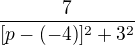 $\frac{7}{[p-(-4)]^2+3^2}$