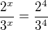 $\frac{2^{x}}{3^{x}} = \frac{2^{4}}{3^{4}}$