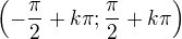 $\left ( -\frac{\pi}{2} +k\pi ;\frac{\pi}{2}+k\pi\right )$