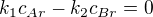 $k_{1}c_{Ar}-k_{2}c_{Br}=0$