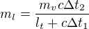 $m_l = \frac{m_vc\Delta t_2}{l_t + c\Delta t_1}$
