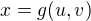 $x=g(u,v)$