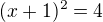 $(x+1)^{2}=4$