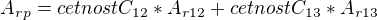 $A_{rp}=cetnostC_{12}*A_{r12}+cetnostC_{13}*A_{r13}$