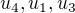 $u_{4}, u_{1}, u_{3}$