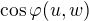 $\cos\varphi(u,w)$