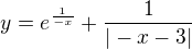 $y=e^{\frac{1}{-x}}+\frac{1}{|-x-3|}$