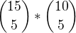 ${15 \choose 5} * {10 \choose 5}$