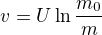 kopírovat do textarea $v=U\ln\frac{m_0}{m}$
