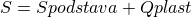 $S=S{\small{podstava}}+Q{\small{plast}}$