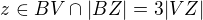 $z\in BV \cap |BZ| = 3|VZ|$