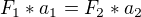 $F_1*a_1=F_2*a_2$