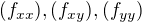 $(f_{xx}),(f_{xy}),(f_{yy})$