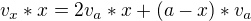 $v_{x}*x=2v_{a}*x+(a-x)*v_{a}$
