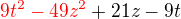 $\color{red}9t^2-49z^2\color{black}+21z -9t$