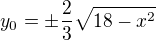 $y_0=\pm\frac 23\sqrt{18-x^2}$