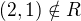 $(2, 1) \notin R$