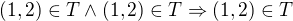 kopírovat do textarea $(1,2) \in T \wedge (1,2) \in T \Rightarrow (1,2) \in T $