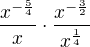 $\frac{x^{-\frac{5}{4}}}{x}\cdot\frac{x^{-\frac{3}{2}}}{x^{\frac14}}$