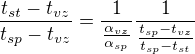 $\frac{t_{st}-t_{vz}}{t_{sp}-t_{vz}}=\frac1{\frac{\alpha_{vz}}{\alpha _{sp}} }\frac1{\frac{t_{sp}-t_{vz}}{t_{sp}-t_{st}}}$