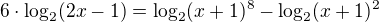 kopírovat do textarea $6\cdot\log_{2}(2x-1)=\log_{2}(x+1)^8-\log_{2}(x+1)^2$