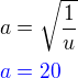 kopírovat do textarea $a=\sqrt\frac1{u} \nl \color{blue}a=20\color{black}$