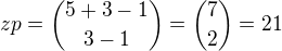 $zp= {5+3-1 \choose 3-1} = {7 \choose 2}=21 $