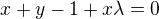 $x+y-1+x\lambda=0$