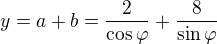 $y=a+b=\frac2{\cos\varphi}+\frac8{\sin\varphi}$