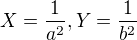 $X=\frac 1{a^2},Y=\frac 1 {b^2}$