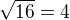 $\sqrt{16}=4$
