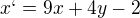 $x`=9x+4y-2$