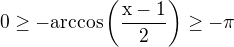 $0\geq -\rm{arccos}\(\frac{x-1}{2}\)\geq -\pi$