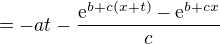 kopírovat do textarea $= -at-\frac{\mathrm{e}^{b+c(x+t)}-\mathrm{e}^{b+cx}}{c}$
