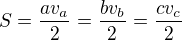 $S=\frac{a v_a}{2}=\frac{b v_b}{2}=\frac{c v_c}{2}$
