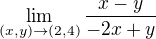 $\lim_{(x,y)\to(2,4)}\frac{x-y}{-2x+y}$