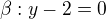 $\beta:y-2=0$