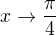 $x\to\frac{\pi}{4}$