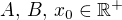 $A,\, B,\, x_0 \in \mathbb{R}^+$