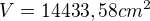 $V=14433,58cm^2$