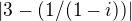 $|3-(1/(1-i))|$