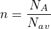 $n=\frac{N_A}{N_a_v}$