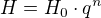 kopírovat do textarea $H = H_0 \cdot q^n$