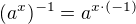 $(a^x)^{-1}=a^{x\cdot (-1)}$