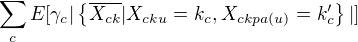 $\sum_c E[\gamma_c {|\{\overline{X_{ck}}|X_{cku}=k_c, X_{ckpa(u)}=k'_c\}|}]$