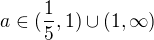 $a\in (\frac{1}{5},1)\cup (1,\infty )$