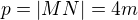 $p=|MN|=4m$