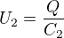 $U_2=\frac{Q}{C_2}$